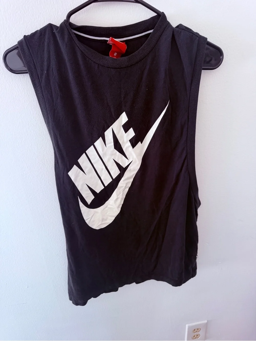 Nike Black Muscle Tank with White Swoosh Logo